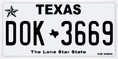 TX license plate DOK3669