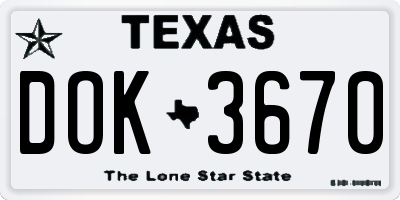 TX license plate DOK3670