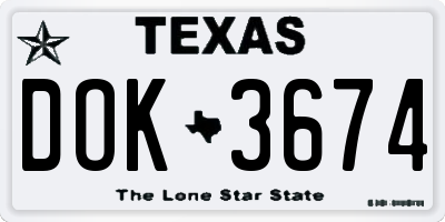 TX license plate DOK3674