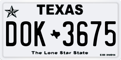 TX license plate DOK3675