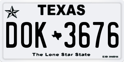 TX license plate DOK3676