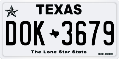 TX license plate DOK3679