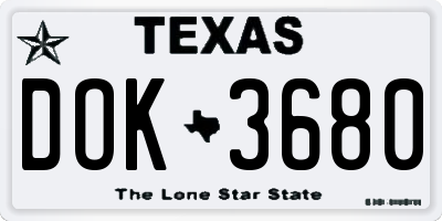 TX license plate DOK3680