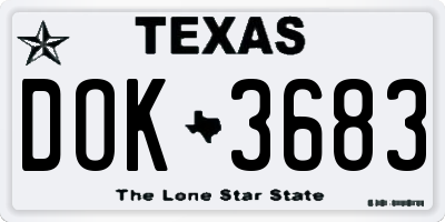 TX license plate DOK3683