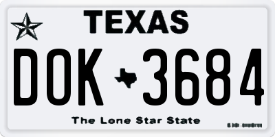 TX license plate DOK3684