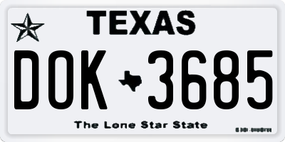 TX license plate DOK3685
