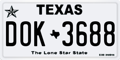 TX license plate DOK3688