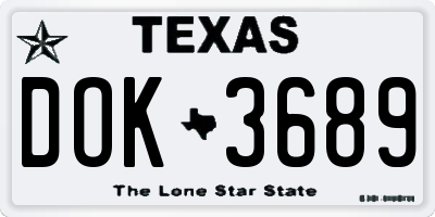 TX license plate DOK3689