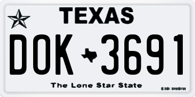 TX license plate DOK3691