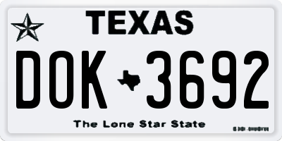 TX license plate DOK3692