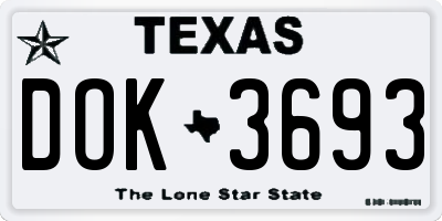 TX license plate DOK3693