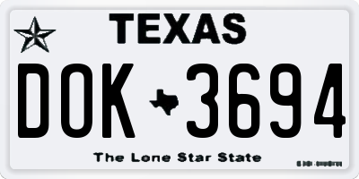 TX license plate DOK3694