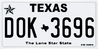 TX license plate DOK3696