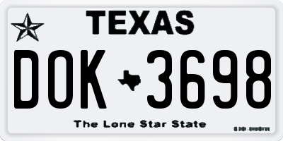 TX license plate DOK3698