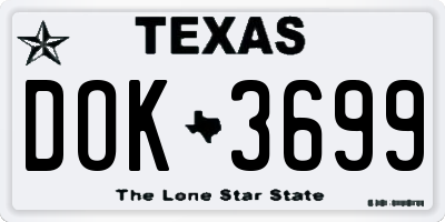 TX license plate DOK3699