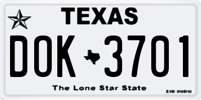 TX license plate DOK3701