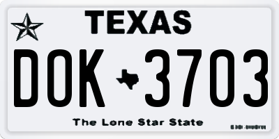 TX license plate DOK3703