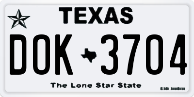 TX license plate DOK3704