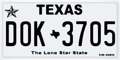 TX license plate DOK3705