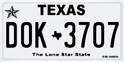 TX license plate DOK3707