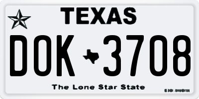 TX license plate DOK3708