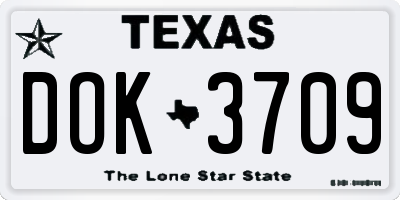TX license plate DOK3709