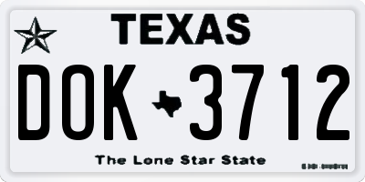 TX license plate DOK3712