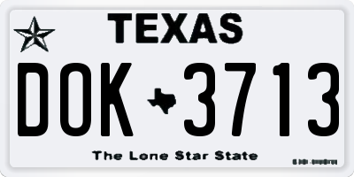 TX license plate DOK3713