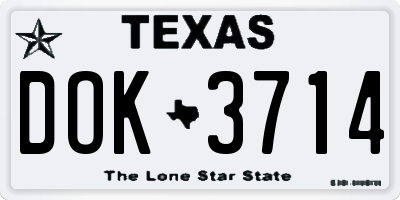 TX license plate DOK3714