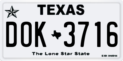 TX license plate DOK3716