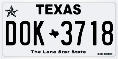 TX license plate DOK3718