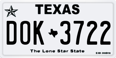 TX license plate DOK3722