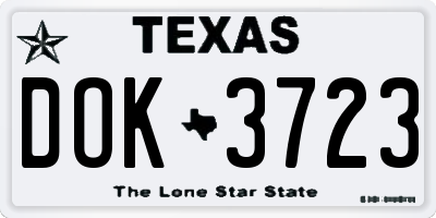 TX license plate DOK3723