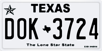 TX license plate DOK3724