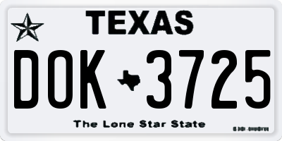 TX license plate DOK3725