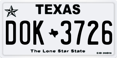TX license plate DOK3726