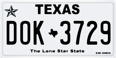 TX license plate DOK3729