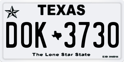 TX license plate DOK3730