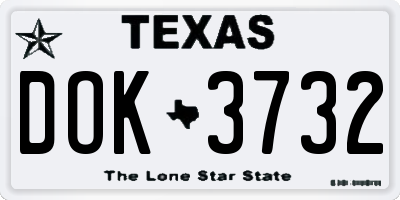 TX license plate DOK3732