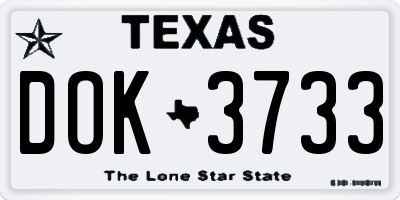 TX license plate DOK3733
