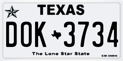 TX license plate DOK3734