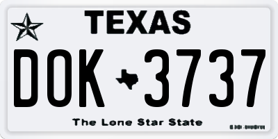 TX license plate DOK3737
