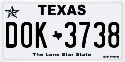 TX license plate DOK3738