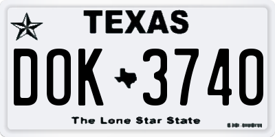 TX license plate DOK3740