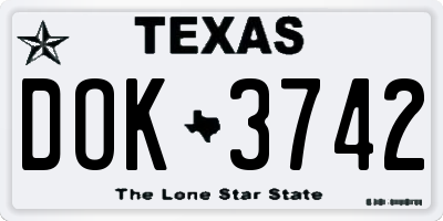 TX license plate DOK3742