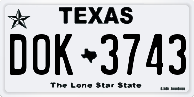 TX license plate DOK3743