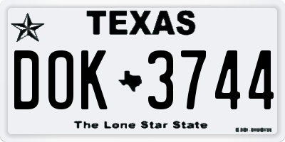 TX license plate DOK3744