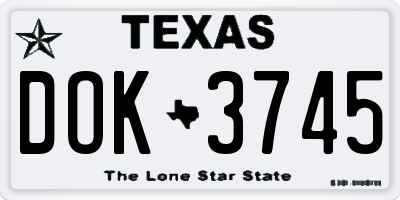 TX license plate DOK3745