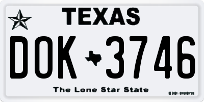 TX license plate DOK3746