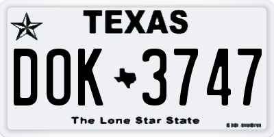 TX license plate DOK3747
